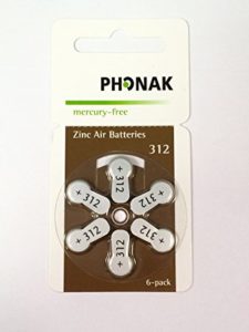 size 312 hearing aid battery pack